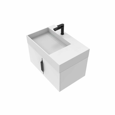 CASTELLO USA Amazon 30-inch White Left Vanity Set with White Top and Black Handles CB-MC-30W-BL-2056L-WH